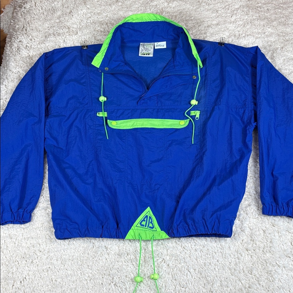 Beach Boulevard Windbreaker, Nylon 1/4 Zip, 1990's Vintage Jacket, Size Medium
